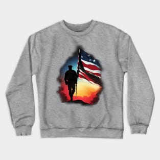 Solider holding United States flag, Crewneck Sweatshirt